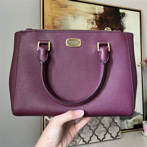 michael kors kellen satchel plum|MICHAEL Michael Kors Kellen Saffiano Leather Satchel Bag, .